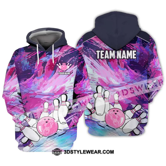 Unisex Shirt - Custom Name And Team Name Shirt, Bowling Colorful Line Shirt style option 3