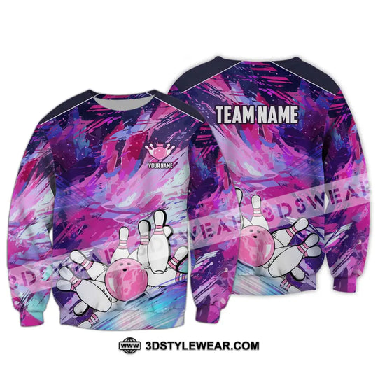 Unisex Shirt - Custom Name And Team Name Shirt, Bowling Colorful Line Shirt style option 4