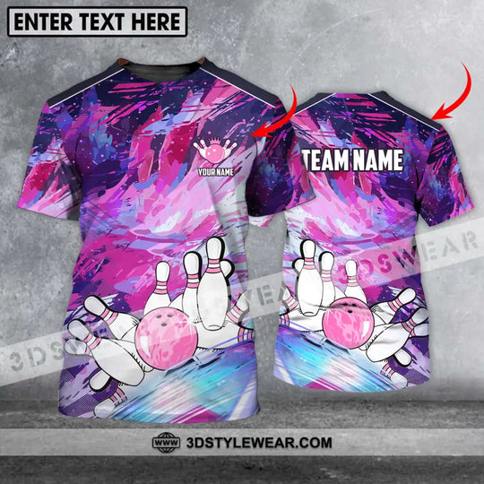 Unisex Shirt - Custom Name And Team Name Shirt, Bowling Colorful Line Shirt style option 1