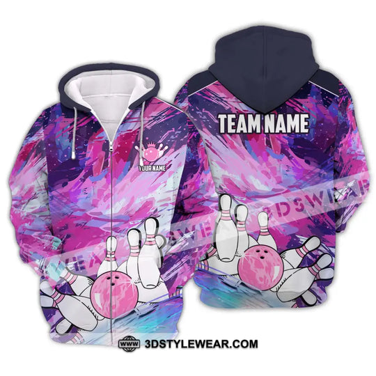 Unisex Shirt - Custom Name And Team Name Shirt, Bowling Colorful Line Shirt style option 2