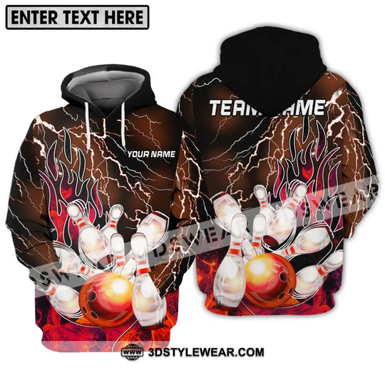 Unisex Shirt - Custom Name And Team Name Shirt, Bowling Fire Ball And Pins Shirt style option 3