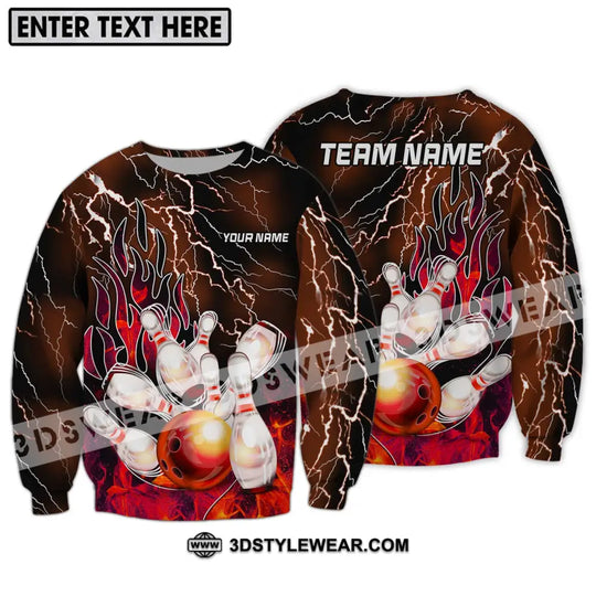 Unisex Shirt - Custom Name And Team Name Shirt, Bowling Fire Ball And Pins Shirt style option 4