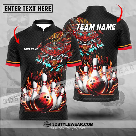 Unisex Shirt - Custom Name And Team Name Bowling Shirt, Fire Dragon Head style option 1