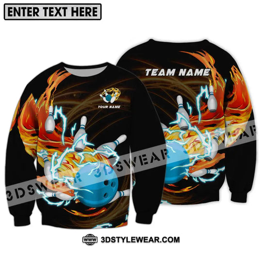 Unisex Shirt - Custom Name And Team Name Bowling Shirt, Fire And Water style option 4