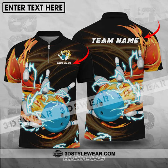 Unisex Shirt - Custom Name And Team Name Bowling Shirt, Fire And Water style option 1