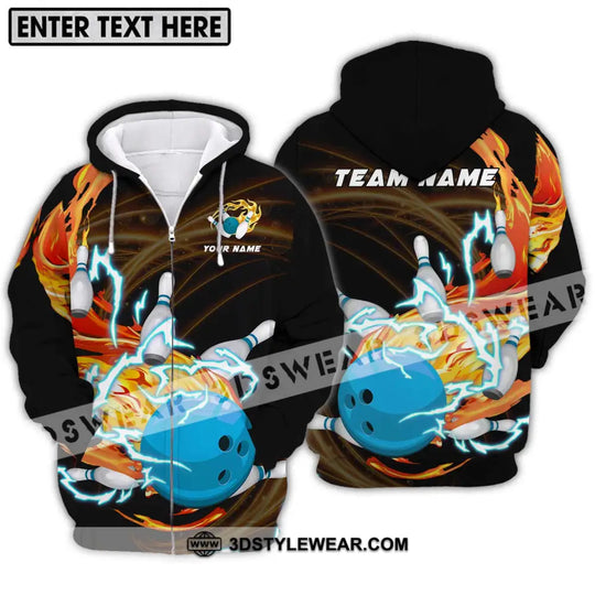 Unisex Shirt - Custom Name And Team Name Bowling Shirt, Fire And Water style option 2