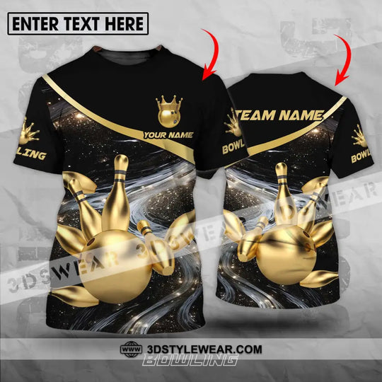 Unisex Shirt - Custom Name And Team Name Bowling Shirt, Gold Pins Gold Ball style option 1