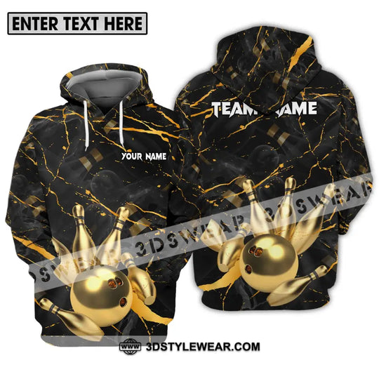 Unisex Shirt - Custom Name And Team Name Bowling Shirt, Golden Pins And Ball style option 3