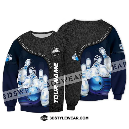 Unisex Shirt - Custom Name And Team Name Bowling Shirt, Ice Pins Blue Ball style option 4