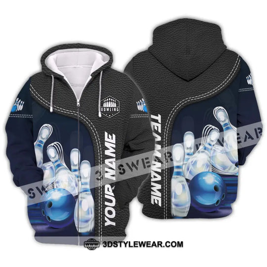 Unisex Shirt - Custom Name And Team Name Bowling Shirt, Ice Pins Blue Ball style option 2