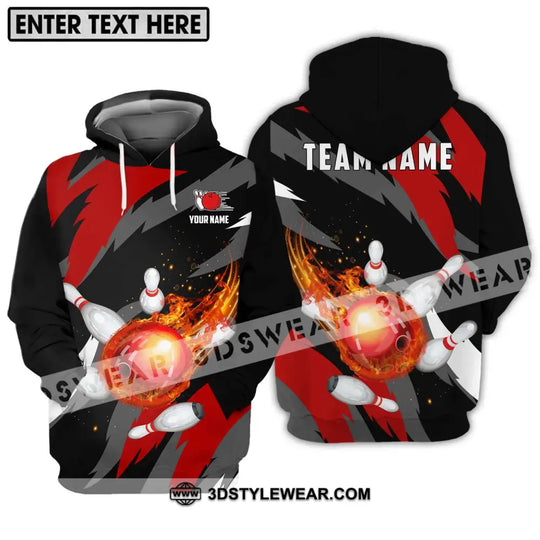 Unisex Shirt - Custom Name And Team Name Bowling Lover Shirt, Fire Bowling Ball style option 3