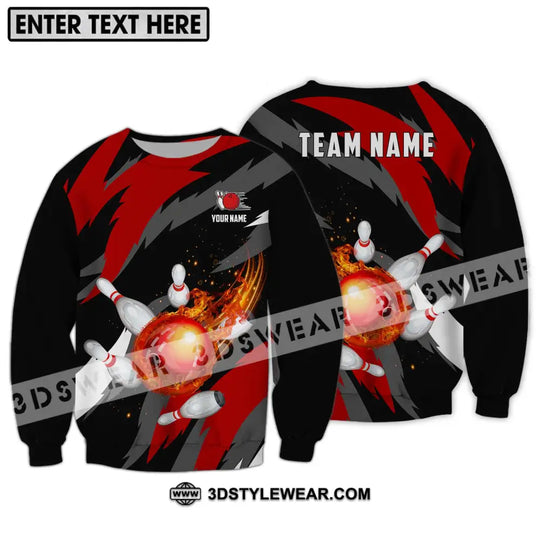 Unisex Shirt - Custom Name And Team Name Bowling Lover Shirt, Fire Bowling Ball style option 4