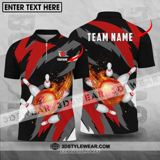 Unisex Shirt - Custom Name And Team Name Bowling Lover Shirt, Fire Bowling Ball style option 1