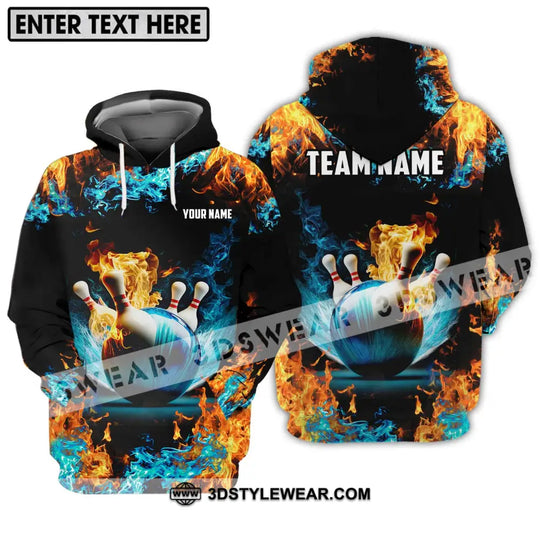 Unisex Shirt - Custom Name And Team Name Bowling Lover Shirt, Fire And Water style option 3