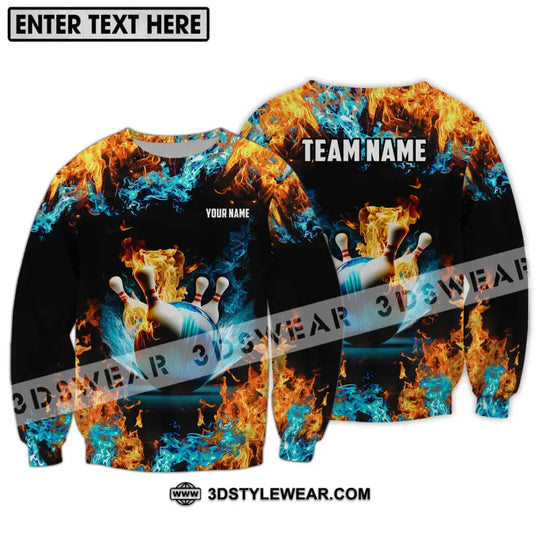 Unisex Shirt - Custom Name And Team Name Bowling Lover Shirt, Fire And Water style option 4