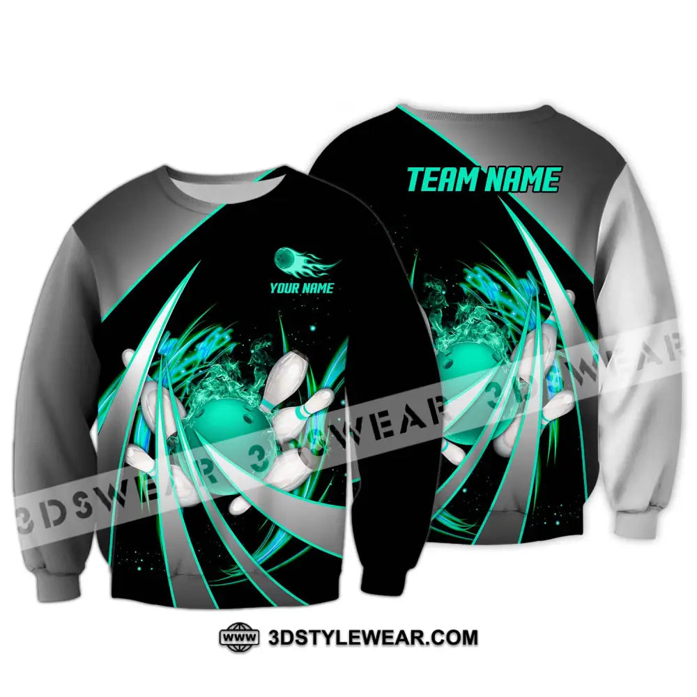 Unisex Shirt - Custom Name And Team Bowling Lover Neon Long Sleeve / S T-Shirt