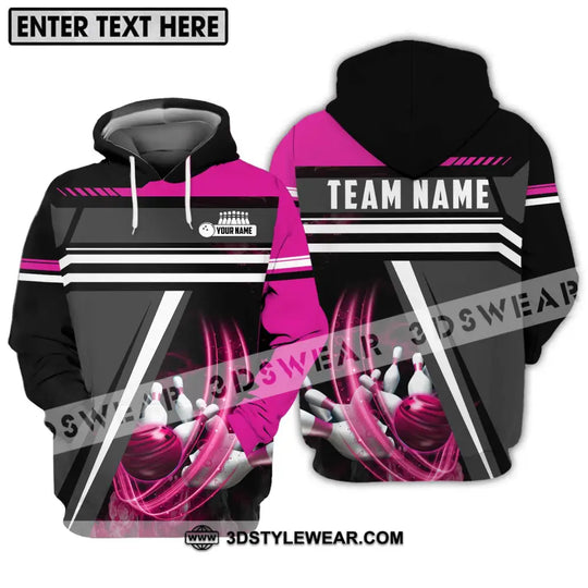 Unisex Shirt - Custom Name And Team Name Bowling Lover Shirt, Pink Gray style option 3