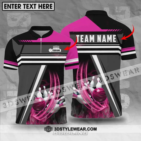 Unisex Shirt - Custom Name And Team Name Bowling Lover Shirt, Pink Gray style option 1