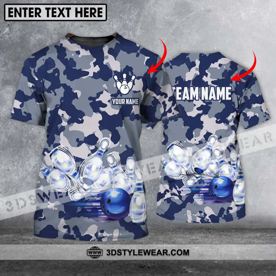 Unisex Shirt - Custom Name And Team Name Shirt, Bowling Navy Pins Shirt style option 1