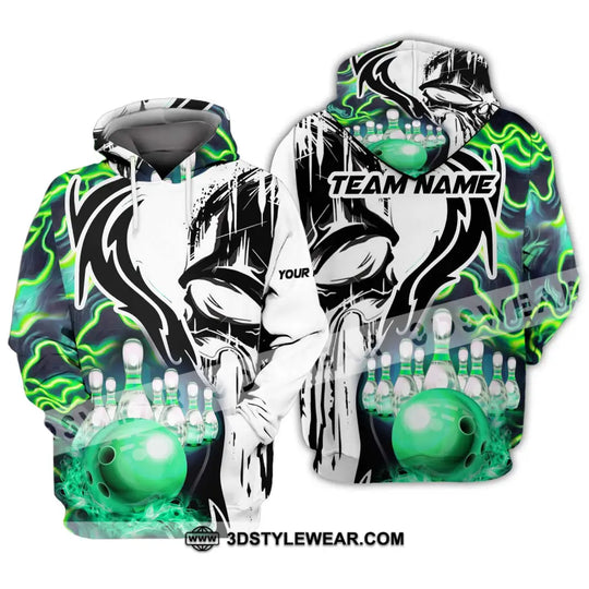 Unisex Shirt - Custom Name And Team Name Shirt, Bowling Neon Line Color Shirt style option 3