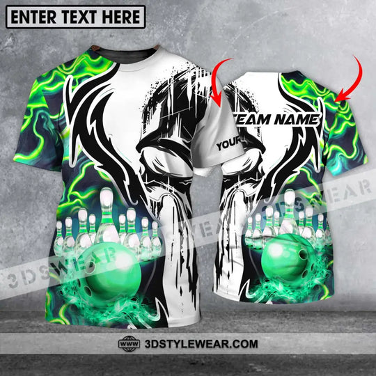 Unisex Shirt - Custom Name And Team Name Shirt, Bowling Neon Line Color Shirt style option 1