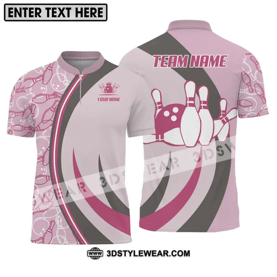 Unisex Shirt - Custom Name And Team Name Bowling Shirt, Pink Bowling style option 1
