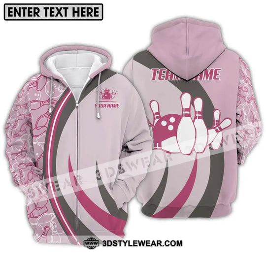 Unisex Shirt - Custom Name And Team Name Bowling Shirt, Pink Bowling style option 2