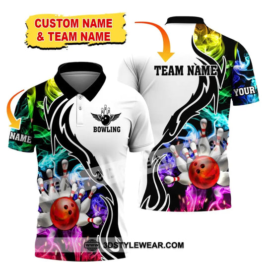 Unisex Shirt, Custom Name and Team Name Bowling Polo Shirt, Bowling Club Uniform, Bowling T-Shirt style option 4