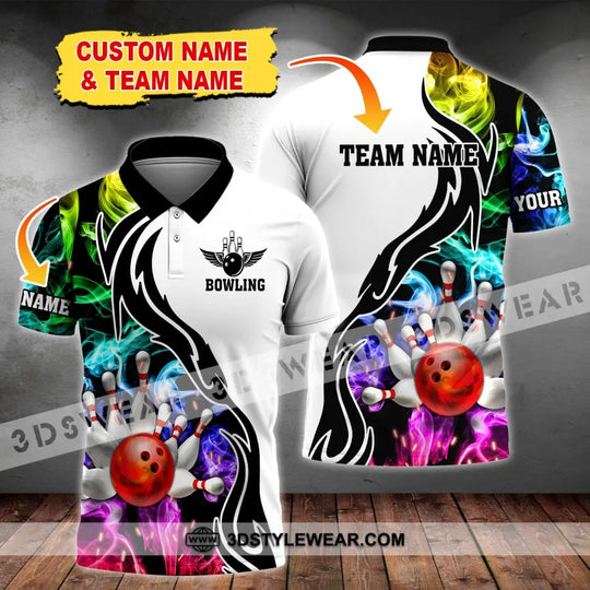 Unisex Shirt, Custom Name and Team Name Bowling Polo Shirt, Bowling Club Uniform, Bowling T-Shirt style option 1