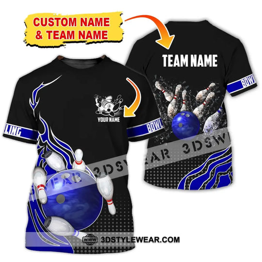Unisex Shirt, Custom Name and Team Name Bowling Polo Shirt, Bowling Club Uniform, Bowling T-Shirt style option 2