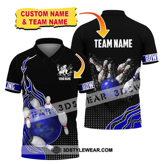 Unisex Shirt, Custom Name and Team Name Bowling Polo Shirt, Bowling Club Uniform, Bowling T-Shirt style option 3