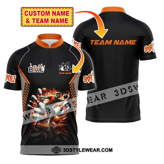 Unisex Shirt, Custom Name and Team Name Bowling Polo Shirt, Let's Bowl, Bowling T-Shirt, Bowling Hoodie Long Sleeve Shirt style option 1