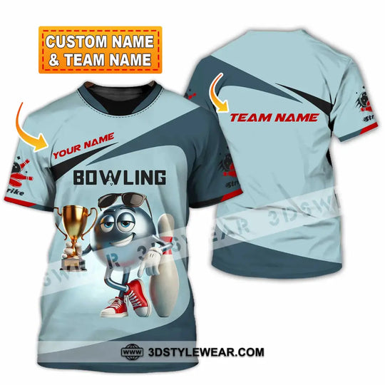 Unisex Shirt, Custom Name and Team Name Bowling Shirt, Bowling Polo Long Sleeve, Bowling Love T-Shirt style option 1