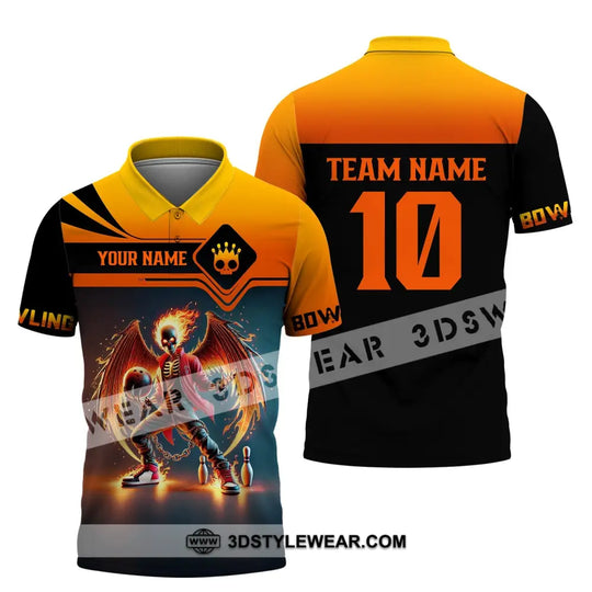 Unisex Shirt, Custom Name and Team Name Bowling Shirt, Bowling Polo Long Sleeve, Bowling Love T-Shirt style option 4