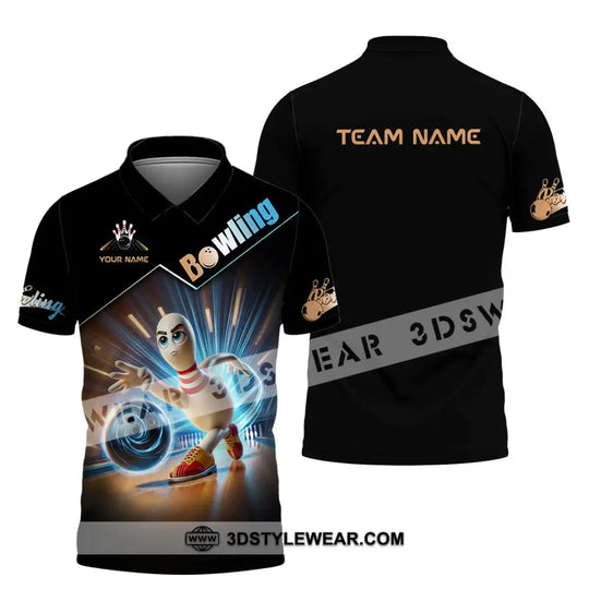 Unisex Shirt, Custom Name and Team Name Bowling Shirt, Bowling Polo Long Sleeve Shirt style option 4