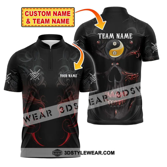 Unisex Shirt, Custom Name and Team Name Bowling Polo Shirt, Bowling Skull T-Shirt, Bowling Hoodie Long Sleeve Shirt style option 2