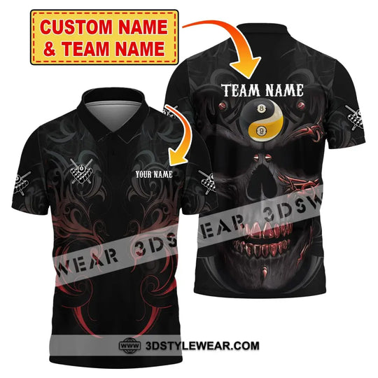 Unisex Shirt, Custom Name and Team Name Bowling Polo Shirt, Bowling Skull T-Shirt, Bowling Hoodie Long Sleeve Shirt style option 1