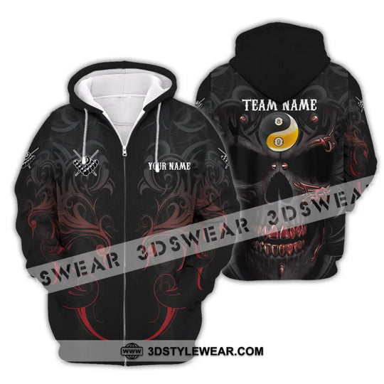 Unisex Shirt, Custom Name and Team Name Bowling Polo Shirt, Bowling Skull T-Shirt, Bowling Hoodie Long Sleeve Shirt style option 4