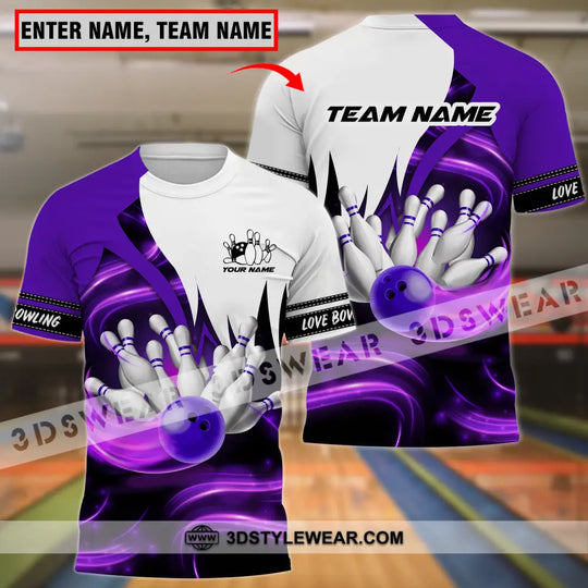 Unisex Shirt - Custom Name And Team Name Shirt, Bowling Purple Motifs style option 1