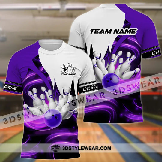 Unisex Shirt - Custom Name And Team Name Shirt, Bowling Purple Motifs style option 2