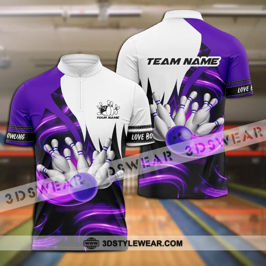 Unisex Shirt - Custom Name And Team Name Shirt, Bowling Purple Motifs style option 3