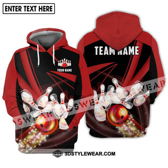 Unisex Shirt - Custom Name And Team Name Shirt, Bowling Red Line Shirt style option 3