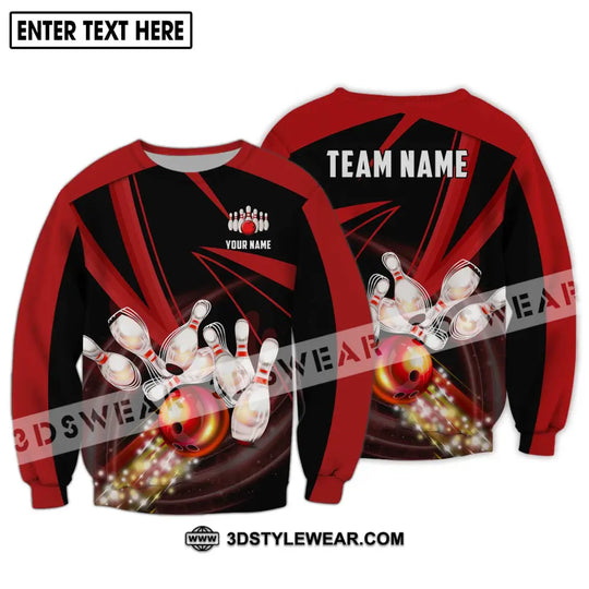 Unisex Shirt - Custom Name And Team Name Shirt, Bowling Red Line Shirt style option 4