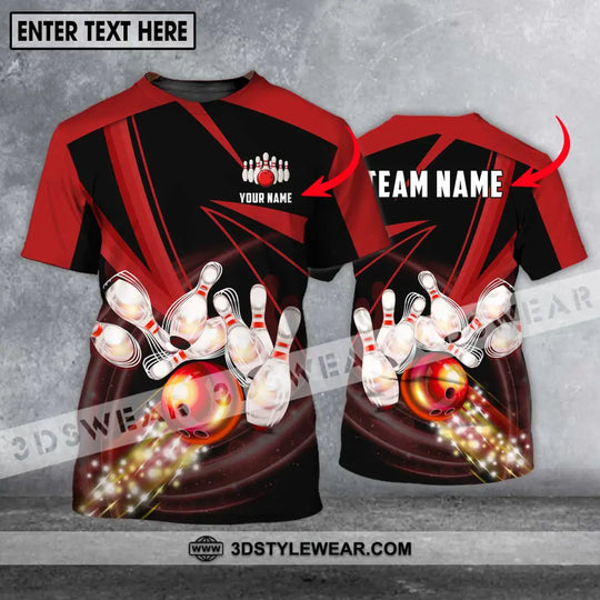 Unisex Shirt - Custom Name And Team Name Shirt, Bowling Red Line Shirt style option 1