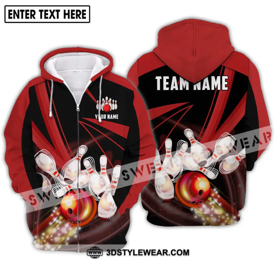 Unisex Shirt - Custom Name And Team Name Shirt, Bowling Red Line Shirt style option 2