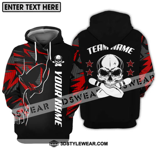 Unisex Shirt - Custom Name And Team Name Bowling Shirt, Skull And Pins style option 3