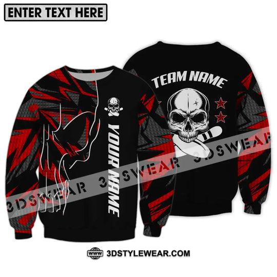 Unisex Shirt - Custom Name And Team Name Bowling Shirt, Skull And Pins style option 4