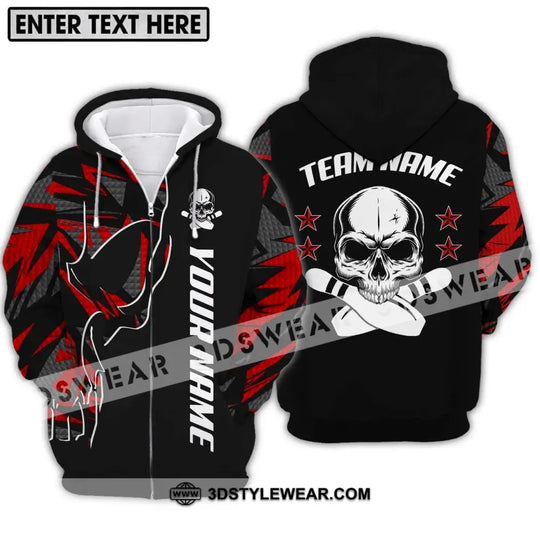 Unisex Shirt - Custom Name And Team Name Bowling Shirt, Skull And Pins style option 2