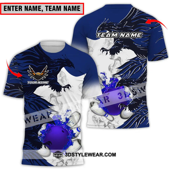 Unisex Shirt - Custom Name And Team Name Bowling Sport Shirt, Blue Ball Fly Dragon style option 1