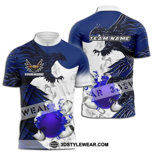 Unisex Shirt - Custom Name And Team Name Bowling Sport Shirt, Blue Ball Fly Dragon style option 3